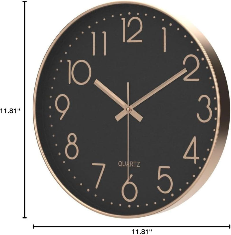 Silent 12 Inch Rose Gold Wall Clock