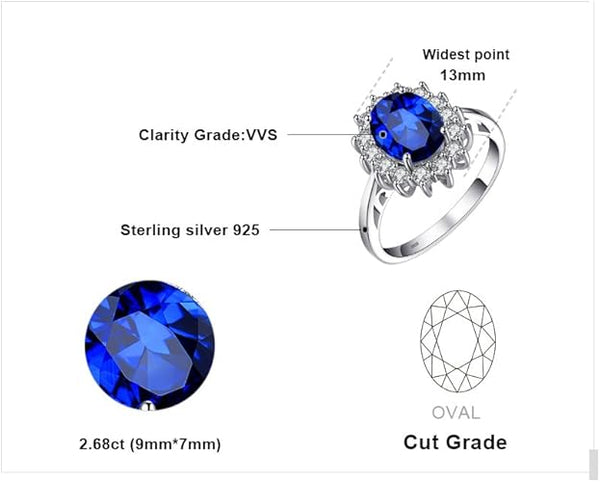 JewelryPalace Sapphire Halo Engagement Ring