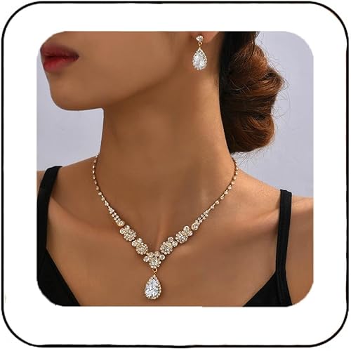 Unicra Silver Bridal Necklace and Earrings Set