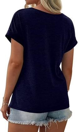 Women's Color Block Short Sleeve Casual T-Shirt