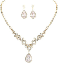 Unicra Silver Bridal Necklace and Earrings Set