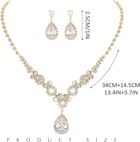 Unicra Silver Bridal Necklace and Earrings Set