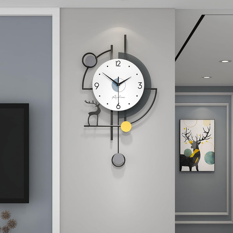 FLEBLE 24-Inch Silent Pendulum Wall Clock