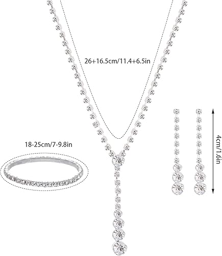 Silver Rhinestone Jewelry Set for Women