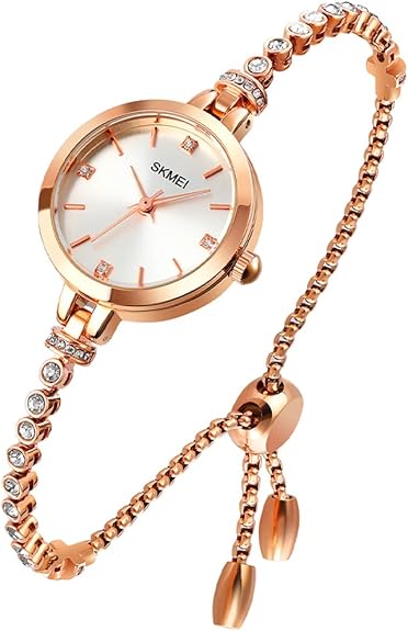 SKMEI Rose Gold Diamond Bracelet Watch