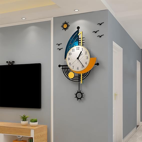 Modern 16" Boat Design Silent Pendulum Wall Clock