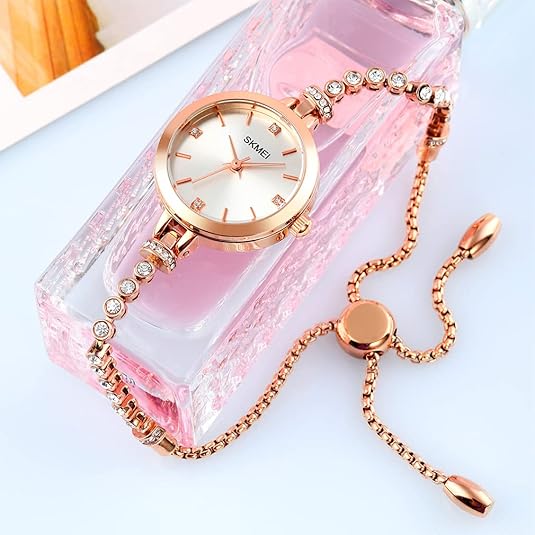 SKMEI Rose Gold Diamond Bracelet Watch