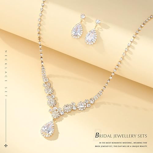 Unicra Silver Bridal Necklace and Earrings Set