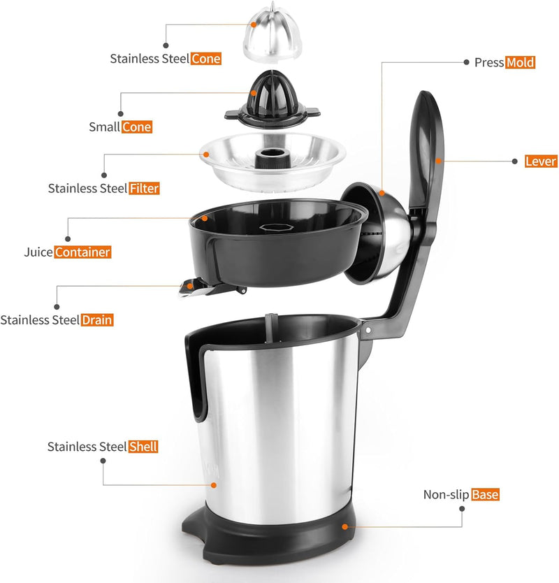 Premium Electric Citrus Juicer Squeezer, 180W