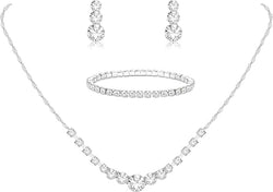 Jstyle Silver Rhinestone Jewelry Set