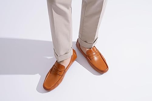 Jousen Men's Brown Casual Penny Loafers