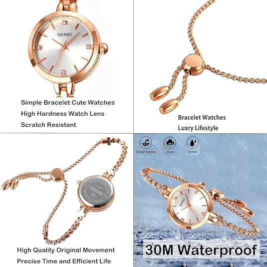 SKMEI Rose Gold Diamond Bracelet Watch