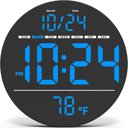 Digital LED Wall Clock with Temperature