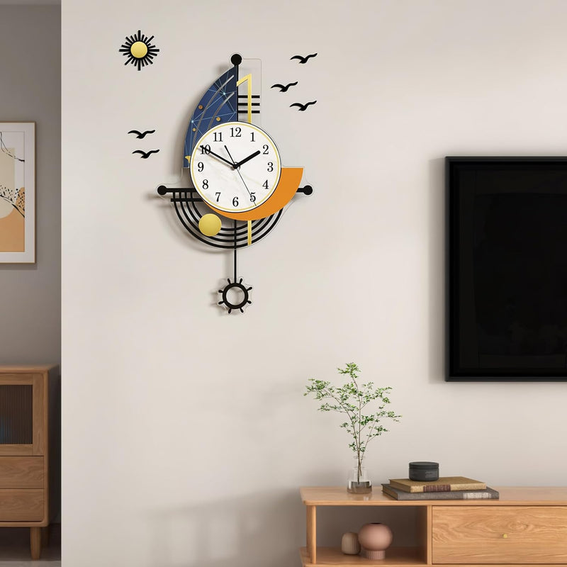 Modern 16" Boat Design Silent Pendulum Wall Clock