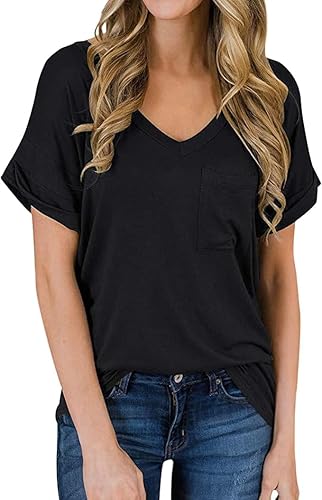 Aranmei 3-Pack Women's V-Neck Pocket Tees