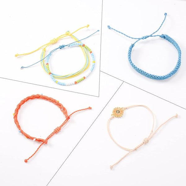 SUNSH 5PCS Boho Woven Sunflower Bracelets