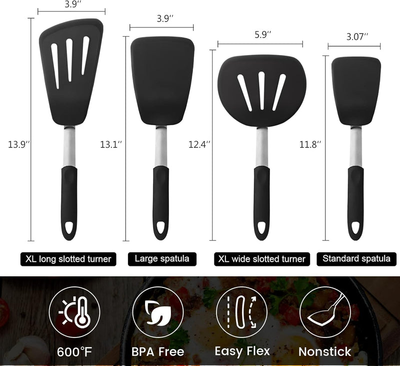 GEEKHOM Silicone Spatula Set, Heat Resistant