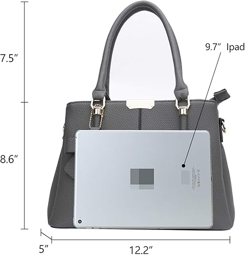 KKXIU Women's 3-Zip Satchel Handbag