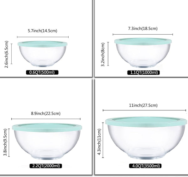 Glass Mixing Bowl Set with Lids