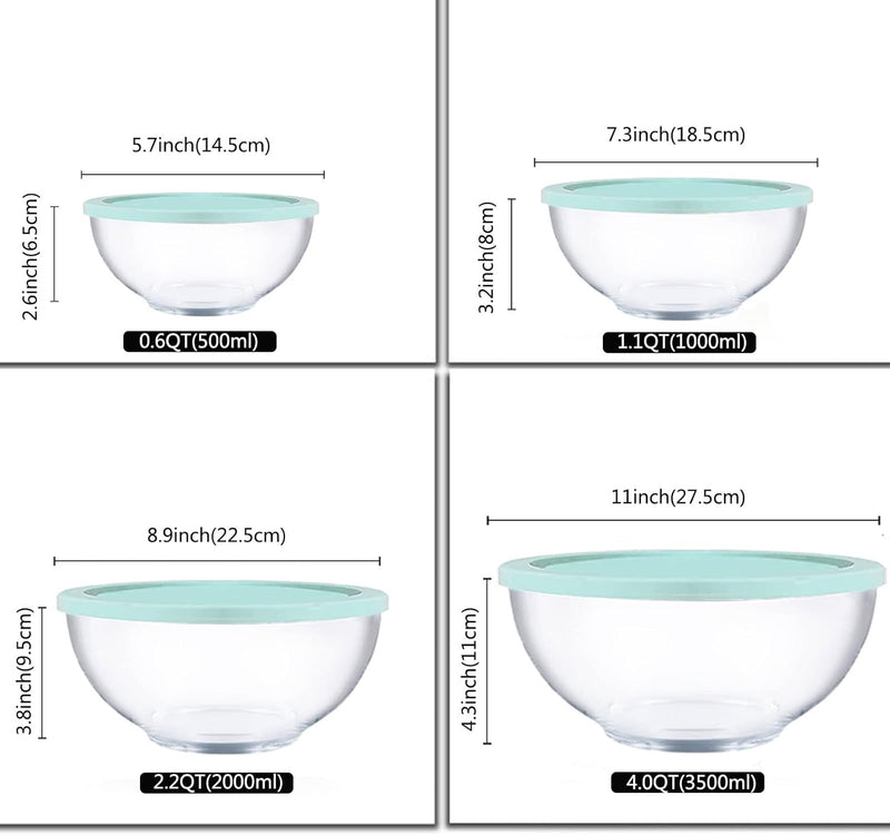 Glass Mixing Bowl Set with Lids