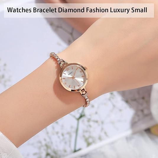 SKMEI Rose Gold Diamond Bracelet Watch