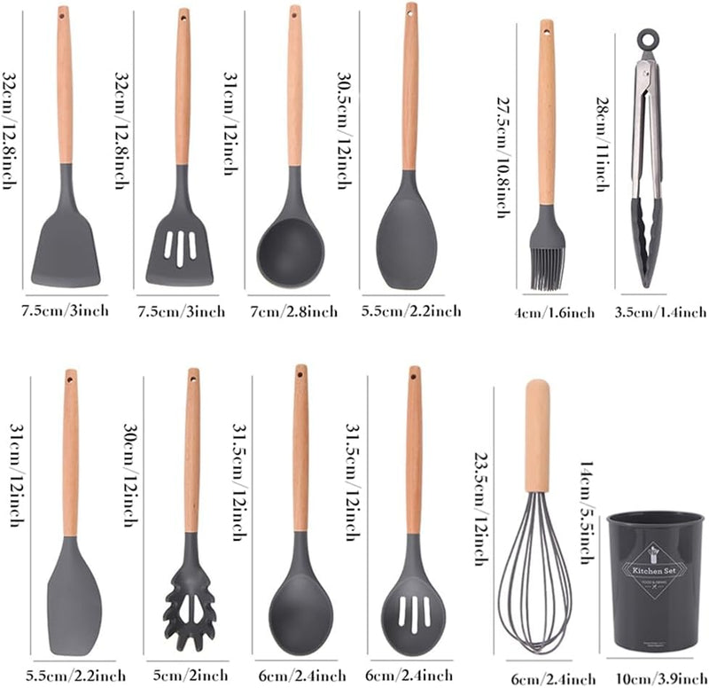 15-Piece Silicone Kitchen Utensil Set