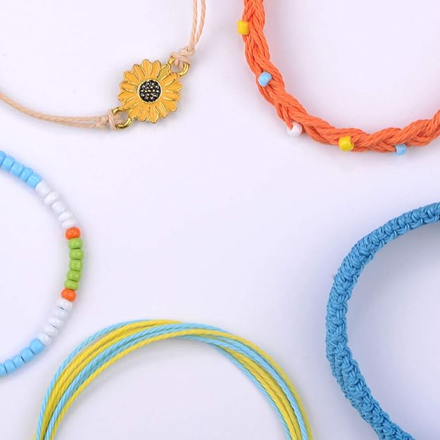 SUNSH 5PCS Boho Woven Sunflower Bracelets