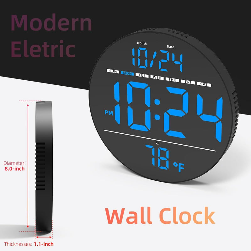 Digital LED Wall Clock with Temperature