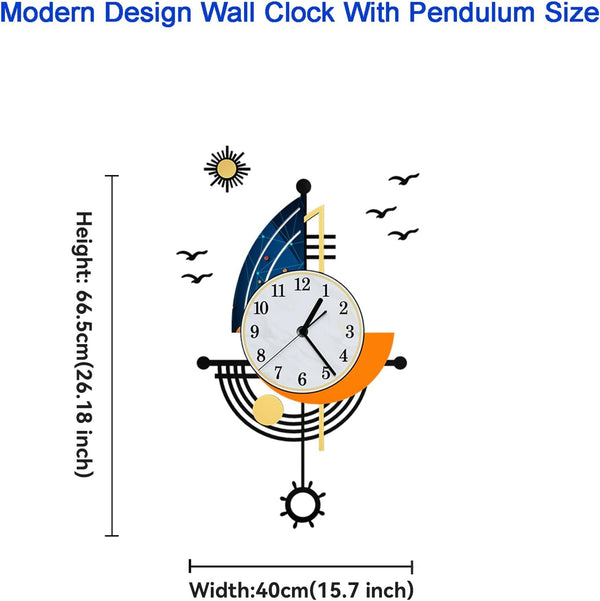 Modern 16" Boat Design Silent Pendulum Wall Clock