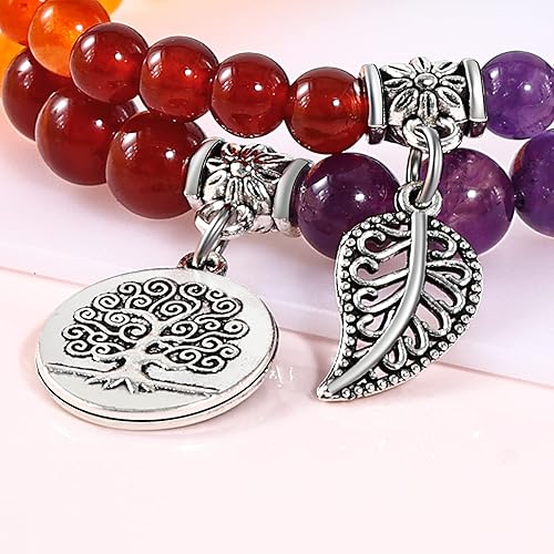 Bivei Gemstone Bead Bracelet Tree Charm