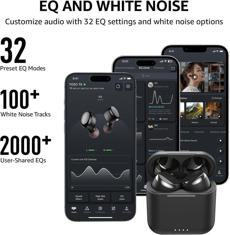 TOZO T6 Wireless Earbuds - 45H Playtime