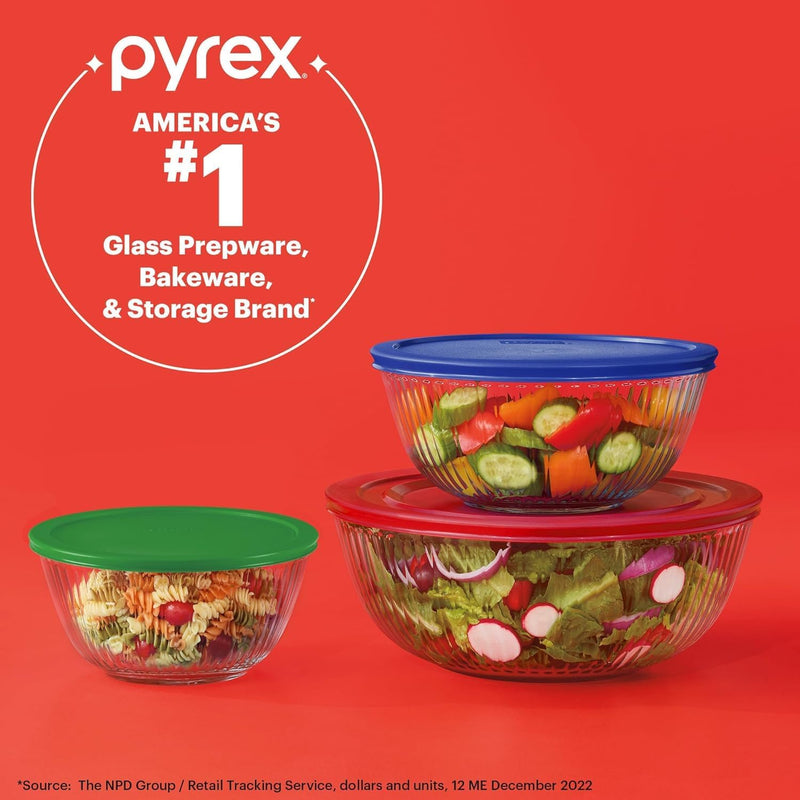 Pyrex Sculpted Glass Mixing Bowls with Lids