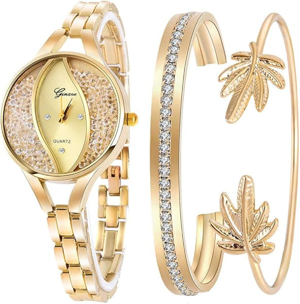 Weicam Women's Diamond Bangle Watch Set