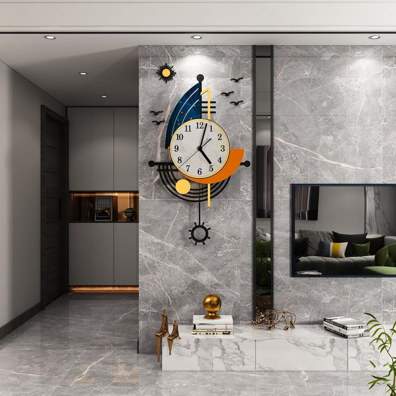 Modern 16" Boat Design Silent Pendulum Wall Clock