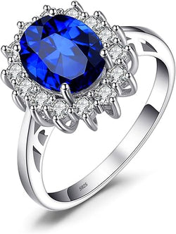 JewelryPalace Sapphire Halo Engagement Ring