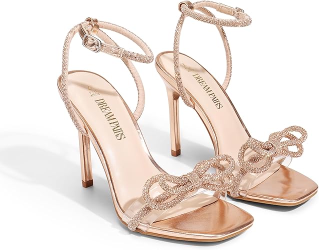 DREAM PAIRS Double Bowknots Crystal Sandals