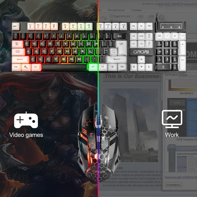 CHONCHOW RGB Light Up Keyboard & Mouse Combo