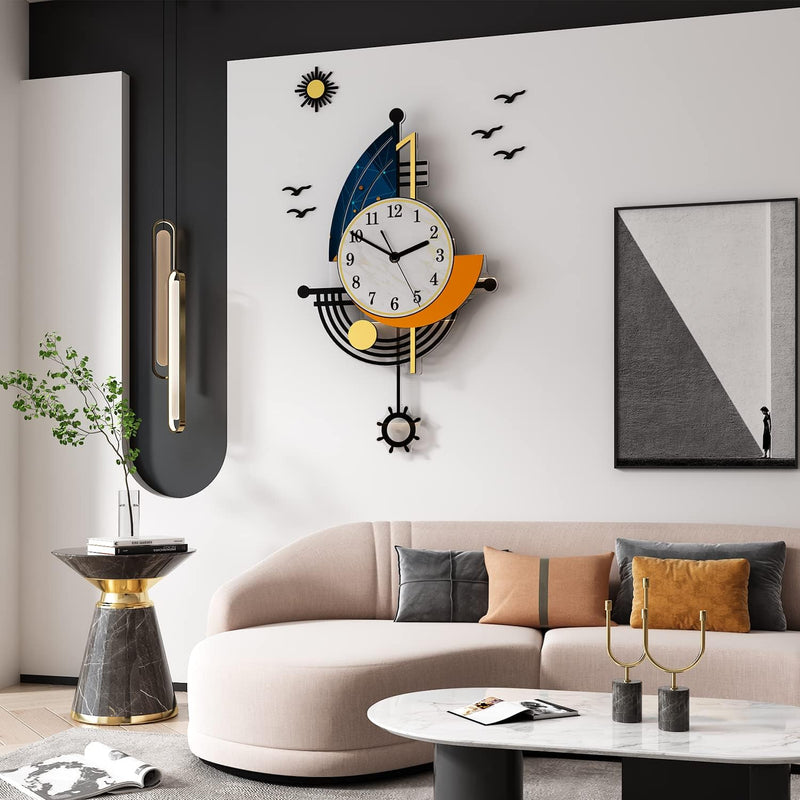 Modern 16" Boat Design Silent Pendulum Wall Clock