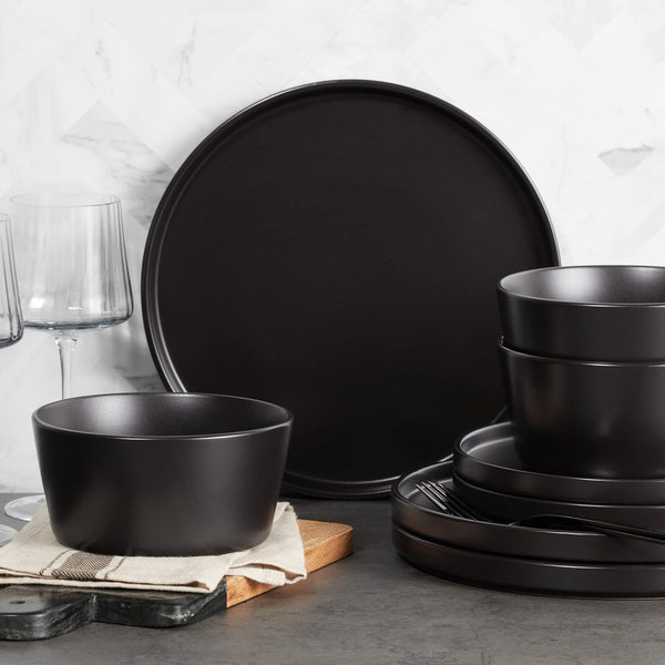 Stone Lain Black Matte Coupe Dinnerware Set