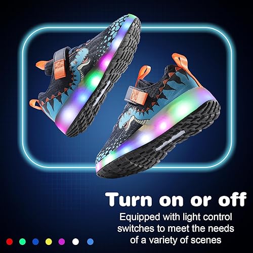 Light Up Dinosaur Shark Sneakers for Toddlers