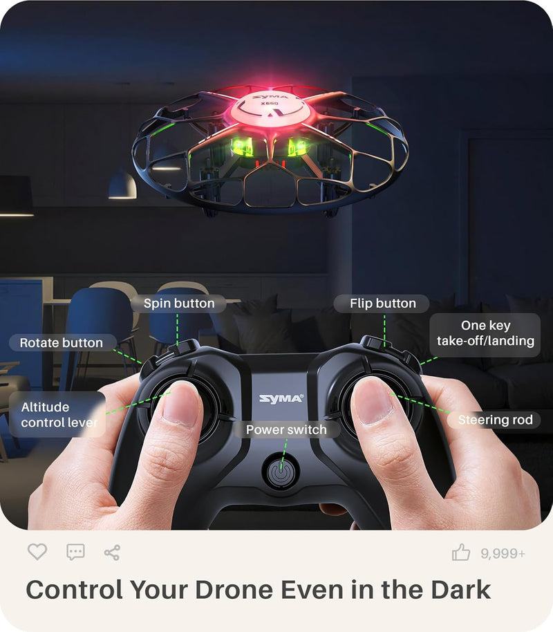 SYMA LED Drone for Kids with Stunts