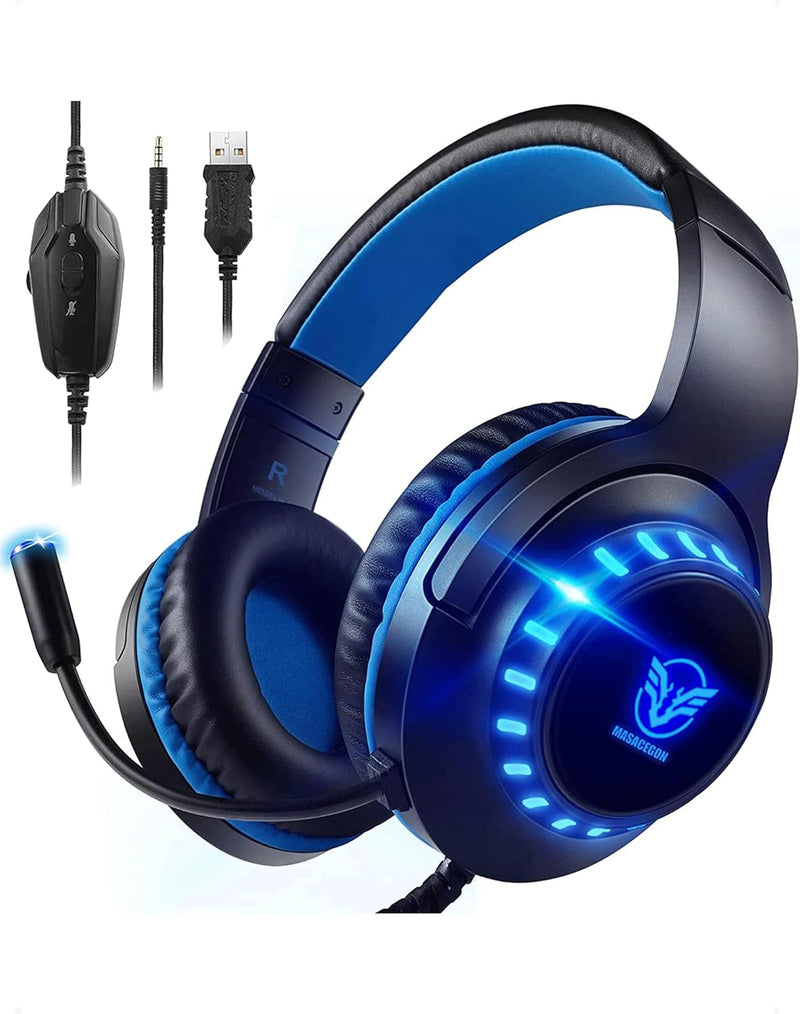 Pacrate Gaming Headset with LED Lights and Microphone