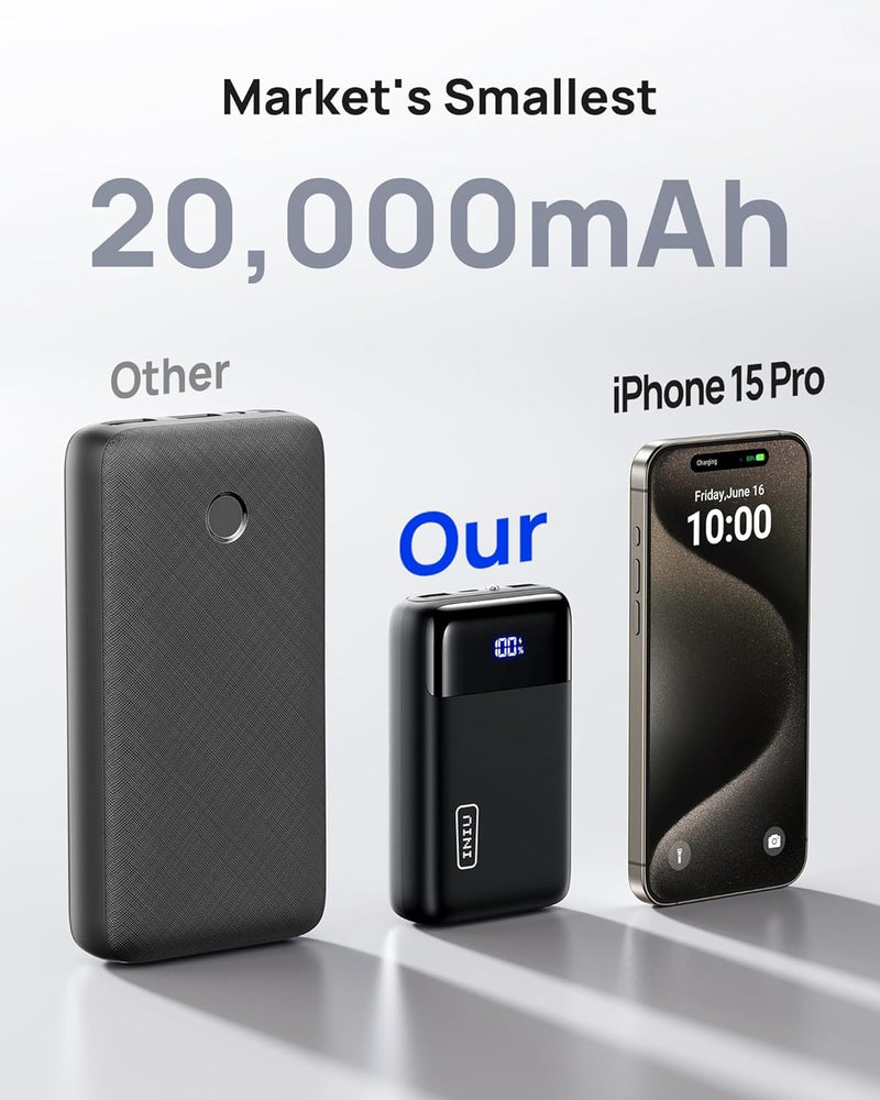 INIU 20000mAh Power Bank, 22.5W PD3.0 QC4.0 Fast Charging