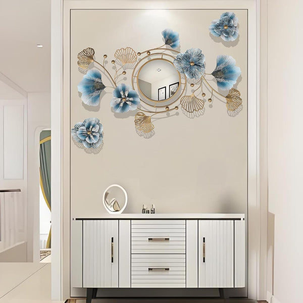 Ginkgo Leaf Metal Wall Mirror