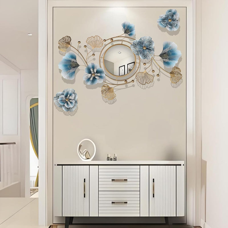 Ginkgo Leaf Metal Wall Mirror