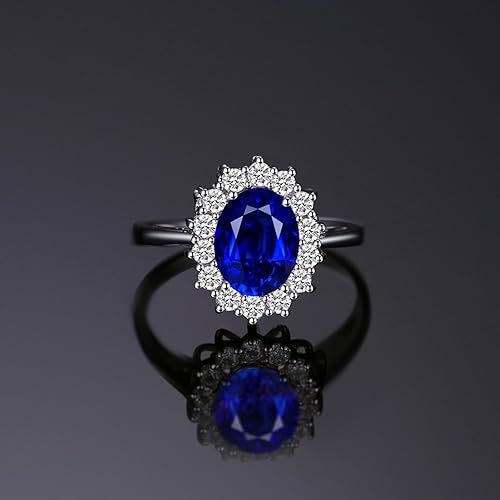 JewelryPalace Sapphire Halo Engagement Ring