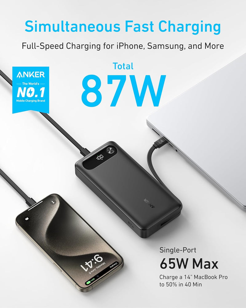 Anker 20,000mAh Power Bank, 87W Fast Charging