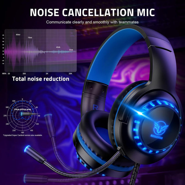 Pacrate Gaming Headset with LED Lights and Microphone