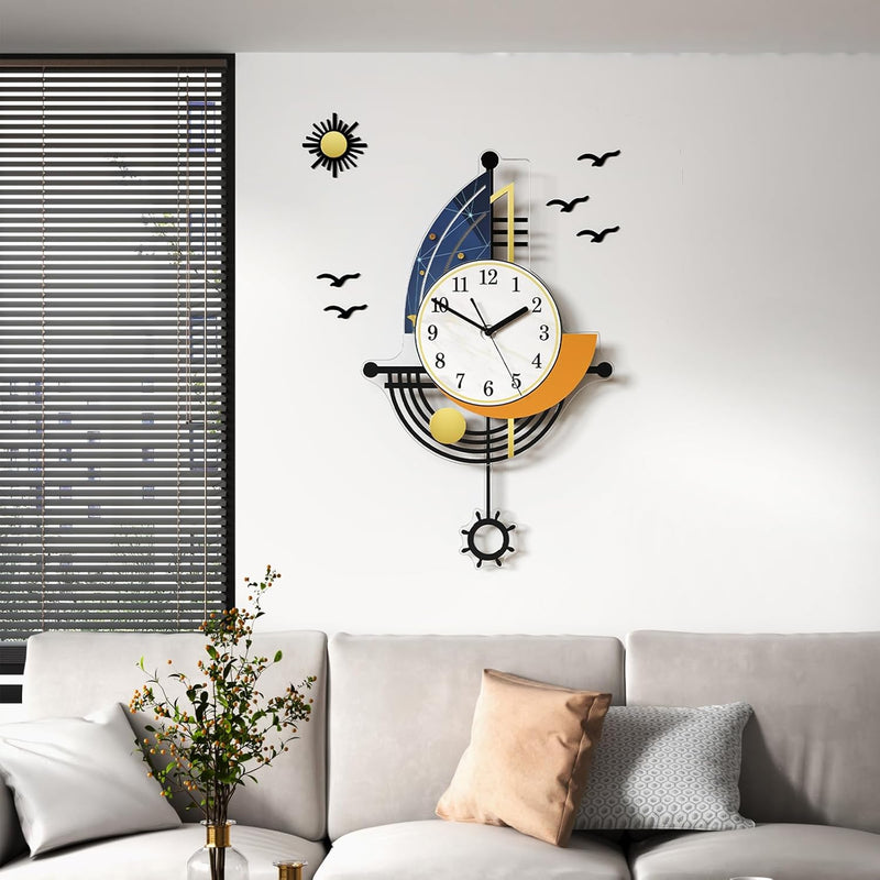 Modern 16" Boat Design Silent Pendulum Wall Clock