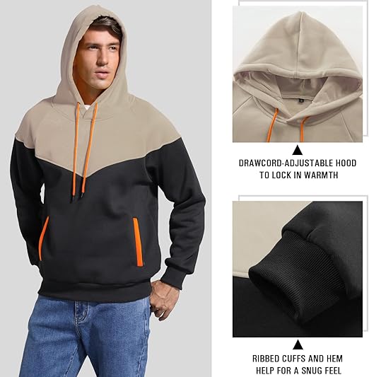 Men's Fleece Color Block Hoodie